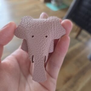Handmade Genuine Leather Pink Elephant Keychain